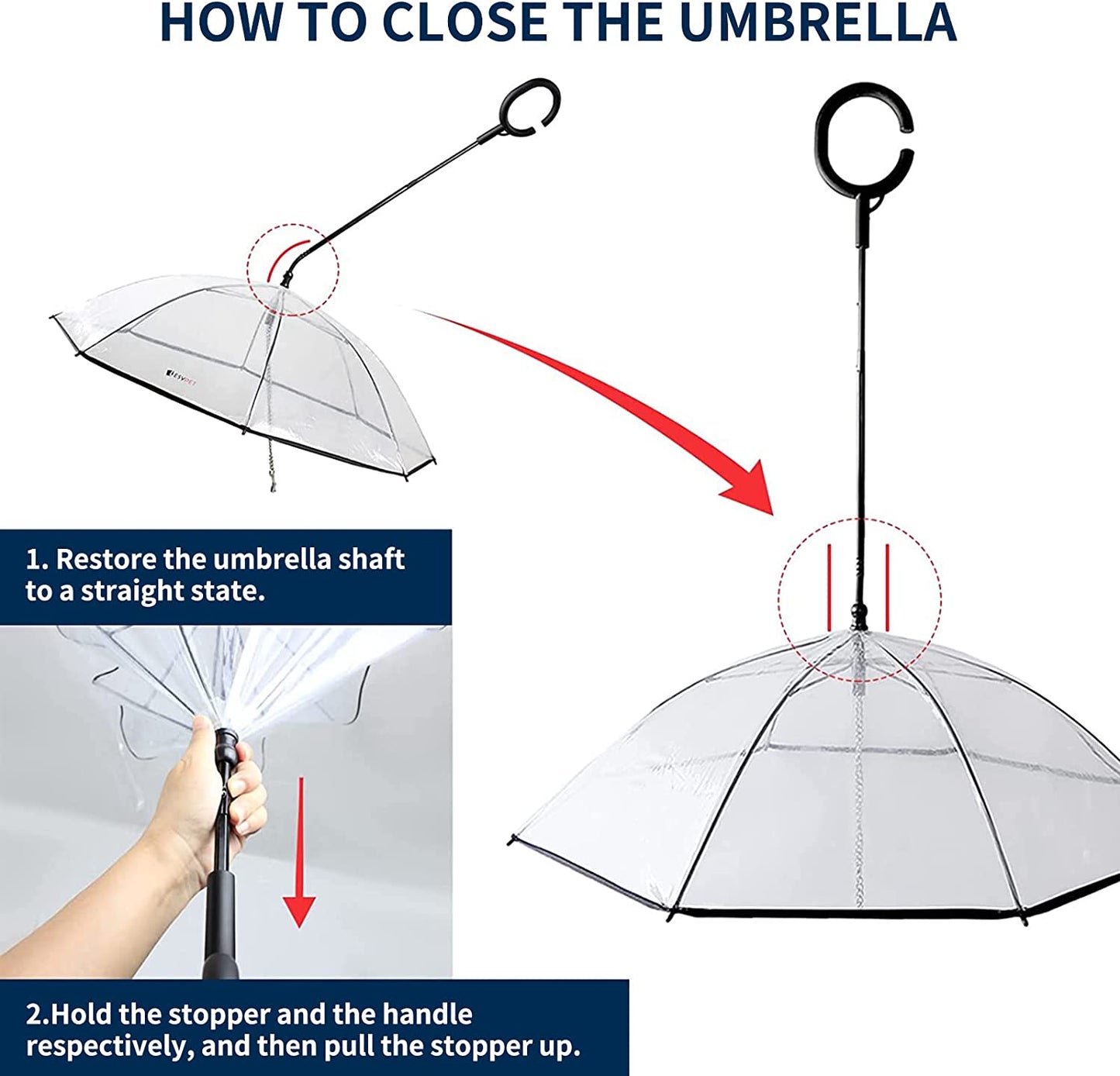 Dog Umbrella for Small Dogs, Clear Dog Umbrella Leash, Rainproof Waterproof, Doggy Walking Rain Umbrella with Adjustable Leash, Small Puppy Outdoor Rain Gear