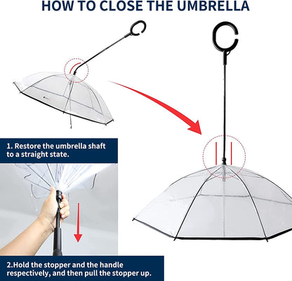 Dog Umbrella for Small Dogs, Clear Dog Umbrella Leash, Rainproof Waterproof, Doggy Walking Rain Umbrella with Adjustable Leash, Small Puppy Outdoor Rain Gear