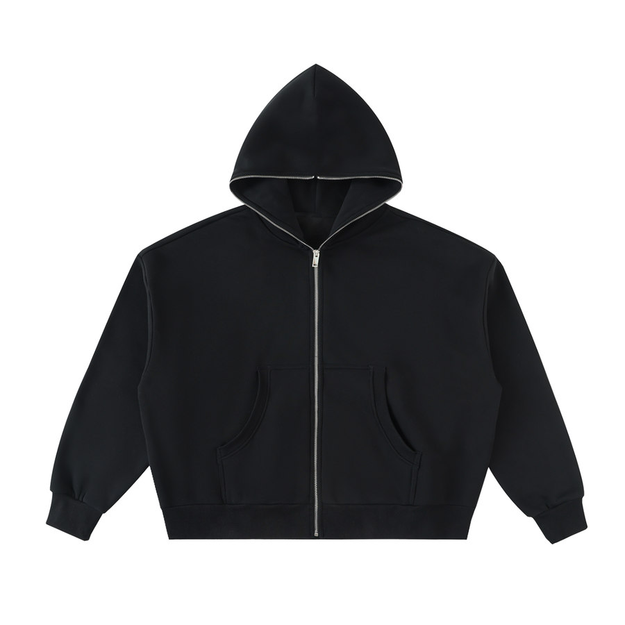 Men's Fleeced Full-Zip Boxy Hoodie