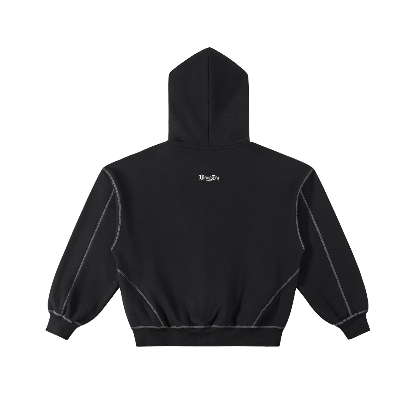 Men's Contrast-Stitched Boxy Fleece Zip Hoodie