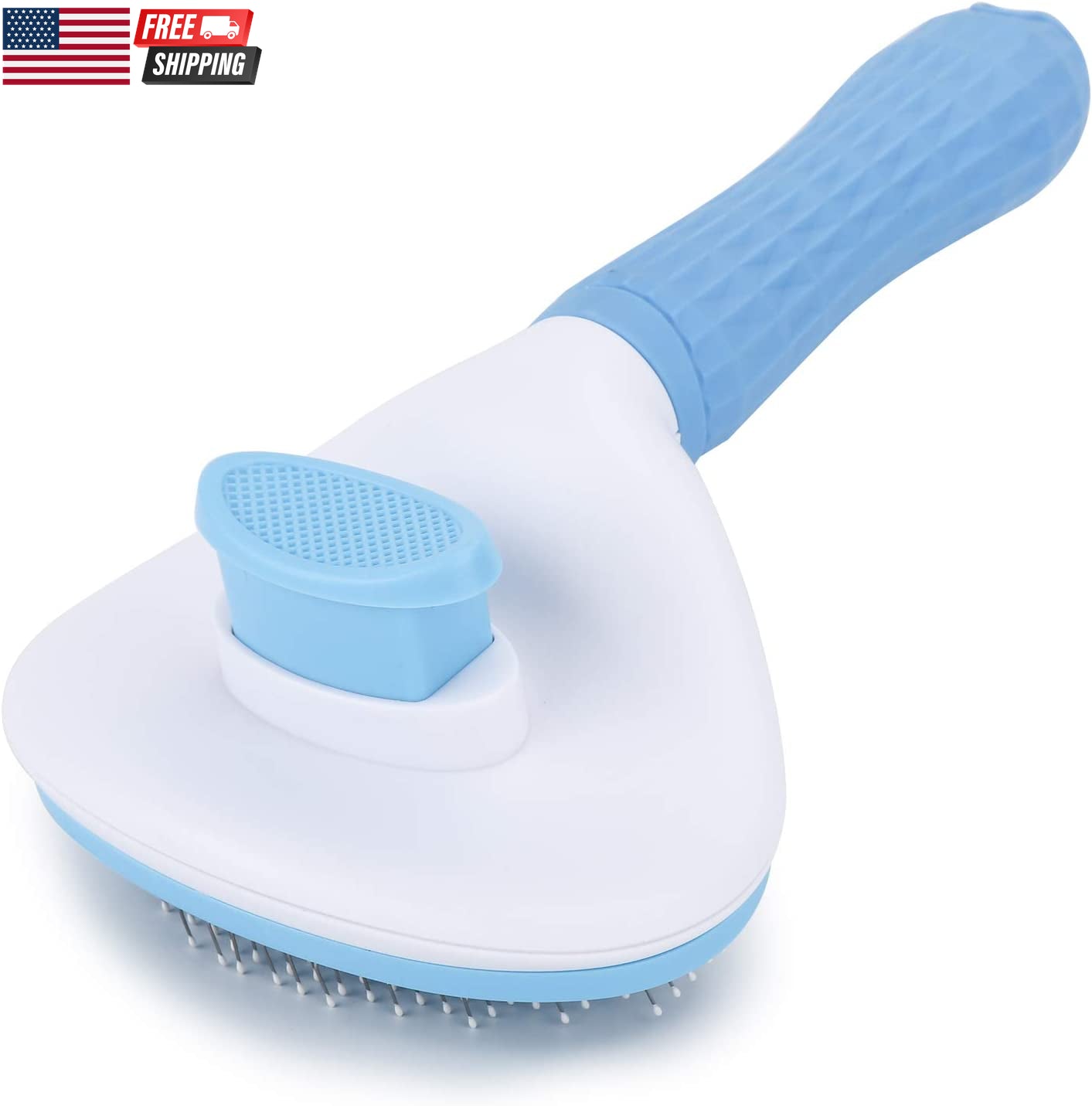 Self Cleaning Slicker Brush, Dog Cat Bunny Pet Grooming Shedding Brush - Easy To