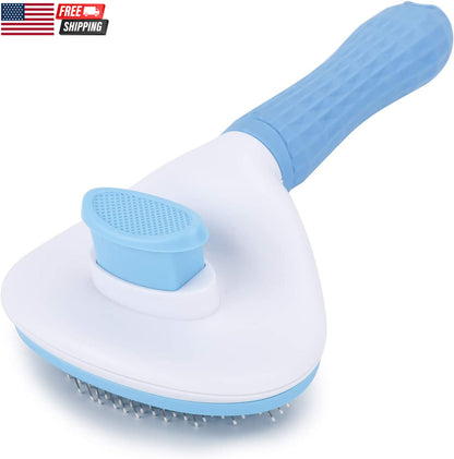 Self Cleaning Slicker Brush, Dog Cat Bunny Pet Grooming Shedding Brush - Easy To