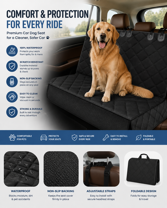 Ultimate Waterproof Dog Car Seat Cover - Protect Your Back Seat in Style!