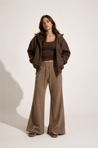 Women's Vintage Washed Flared Fleece Pants