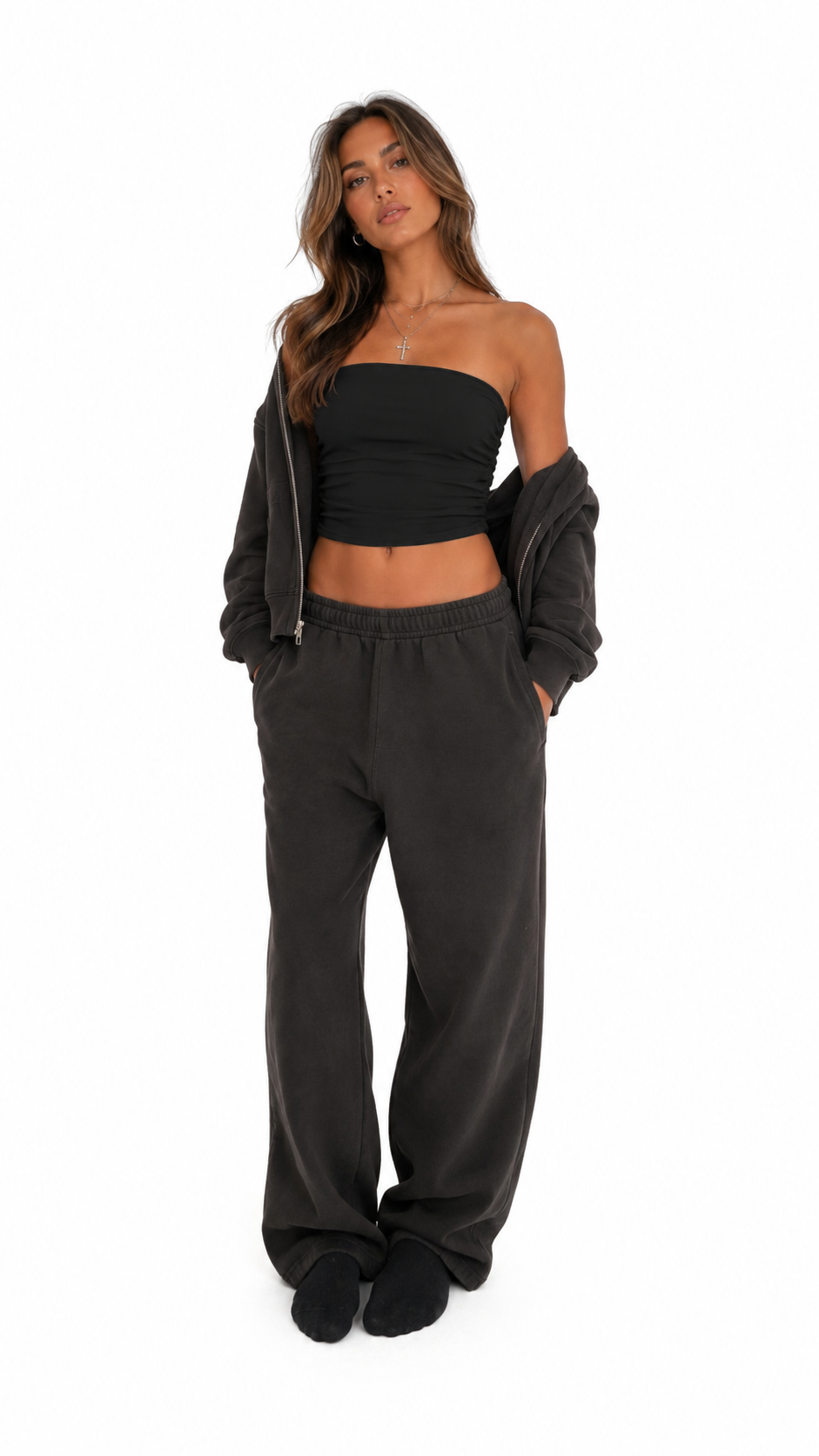 Women’s Ruched Cropped Yoga Tube Top