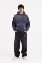 Men's Vintage Washed Frayed Fleece Hoodie