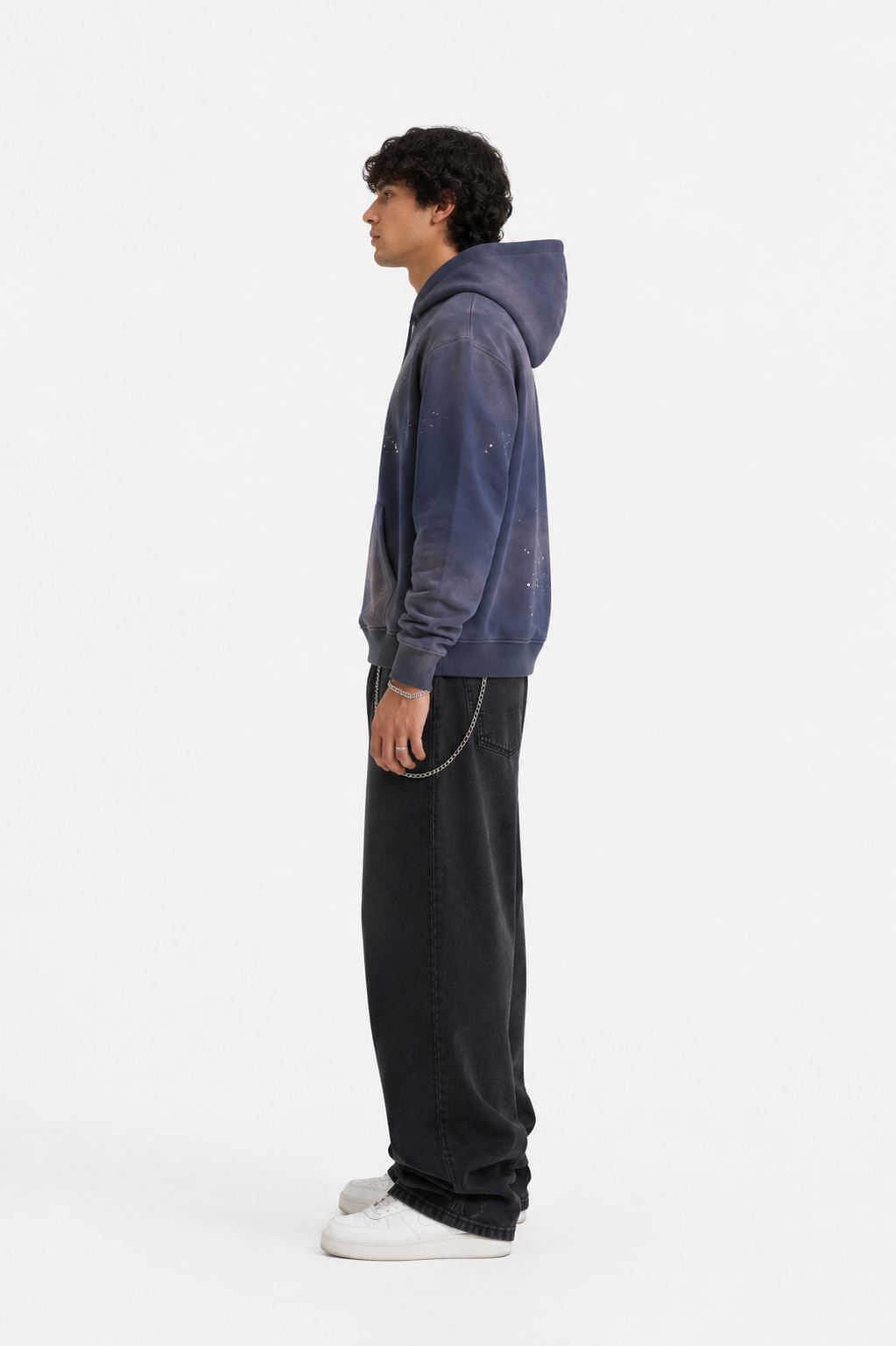 Men's Vintage Washed Frayed Fleece Hoodie