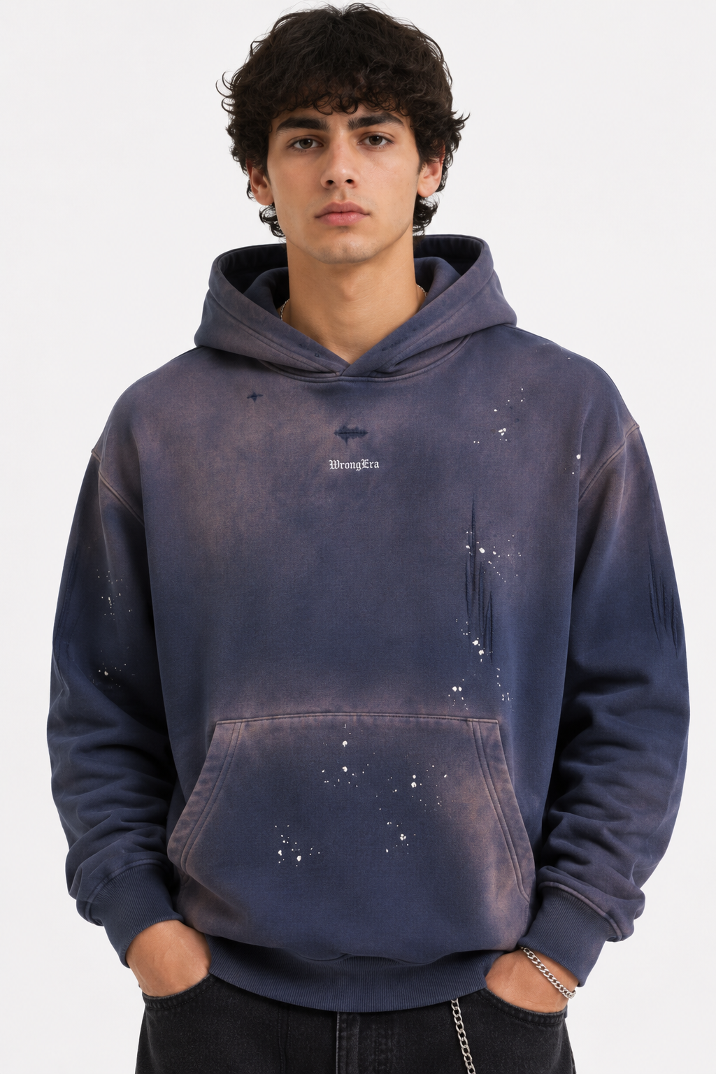 Men's Vintage Washed Frayed Fleece Hoodie