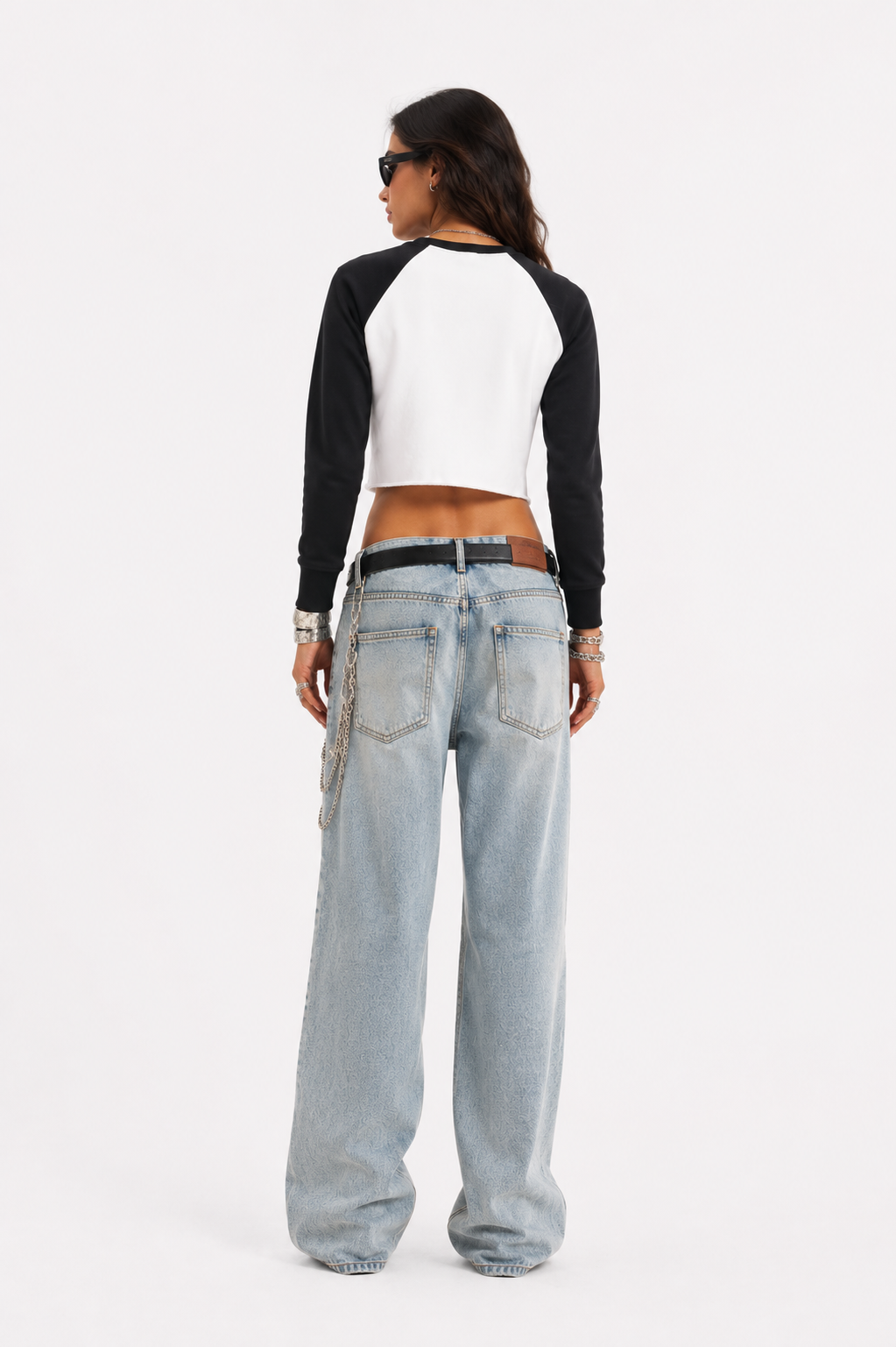 Women's Raw-Hem Color-Block Raglan Crop Sweatshirt