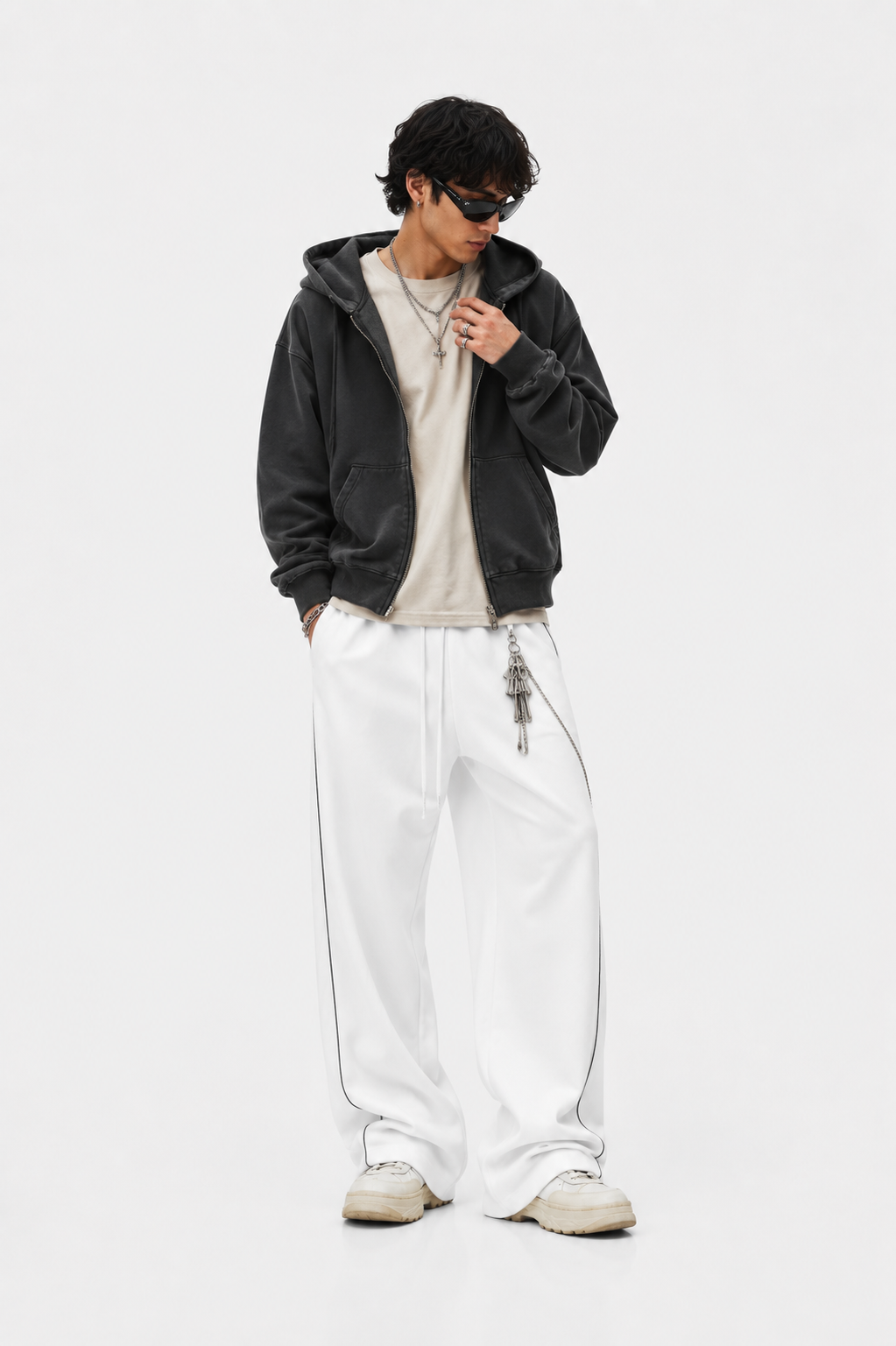 Men's Heavyweight Barrel Leg Sweatpants – White