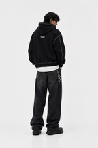Men's Contrast-Stitched Boxy Fleece Zip Hoodie