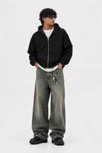 Men's Fleeced Full-Zip Boxy Hoodie