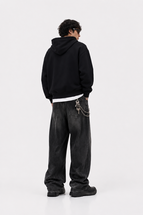 Men's Fleeced Full-Zip Boxy Hoodie