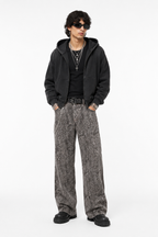 Men's Vintage Wash Leopard Wide Leg Jeans