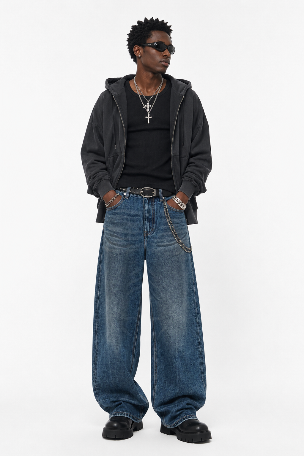 Men's Vintage Wash Baggy Denim Jeans