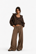 Women's Vintage Washed Flared Fleece Pants