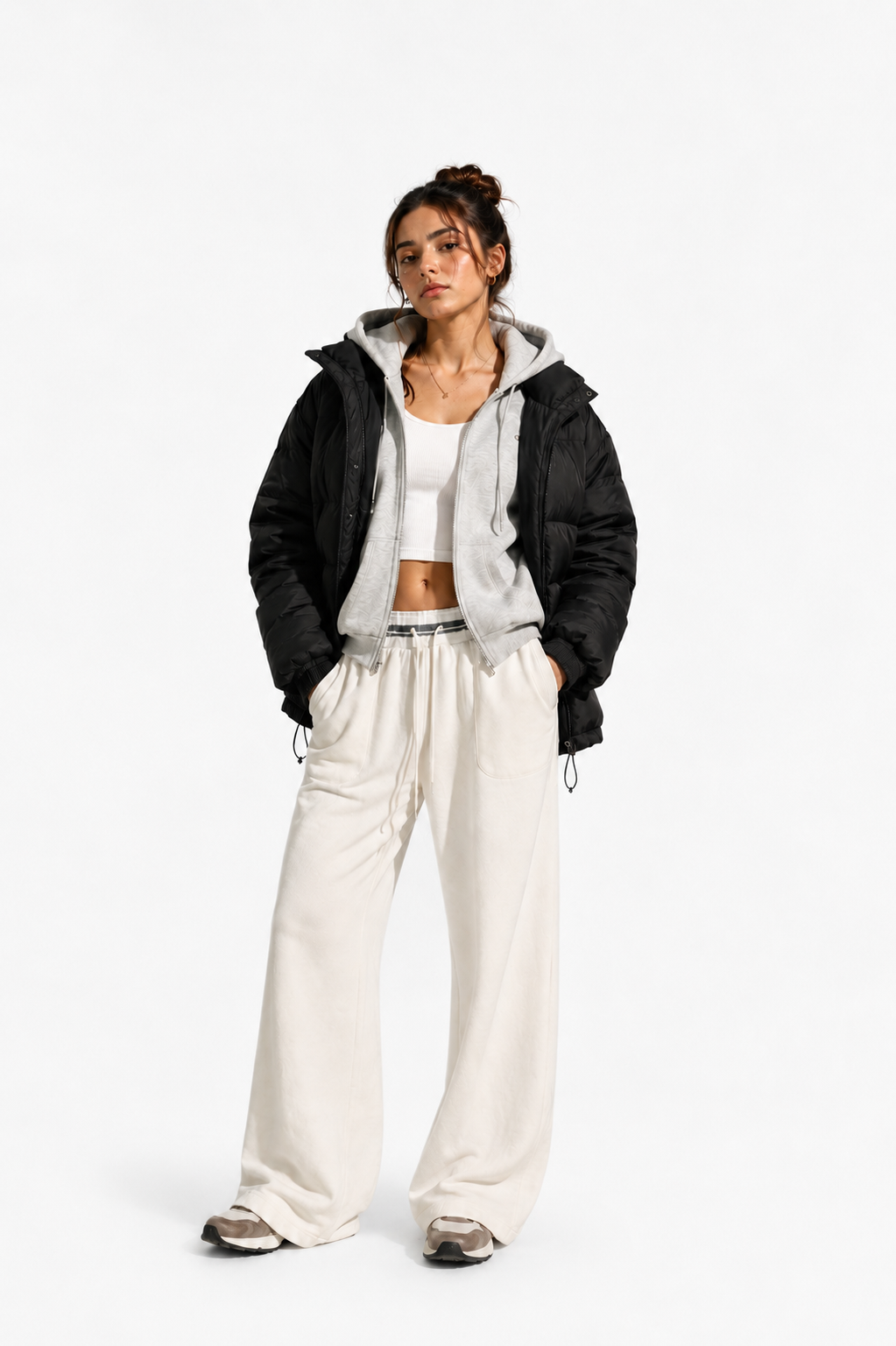 Women's Striped Waist Wide Leg Pants