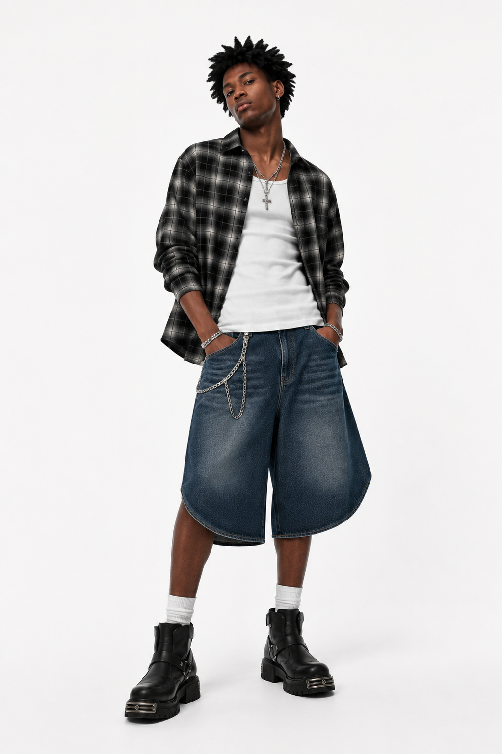 Men’s Wide Leg Denim Shorts