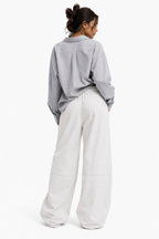 Women's Vertical Stripe Drawstring Barrel Pants