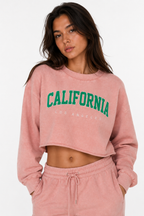 Women's Snow Washed Raw Edge Cropped Sweatshirt