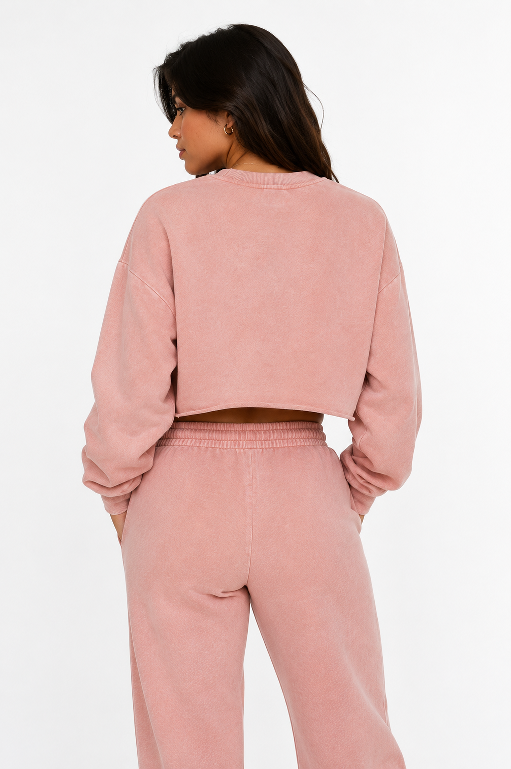 Women's Snow Washed Raw Edge Cropped Sweatshirt