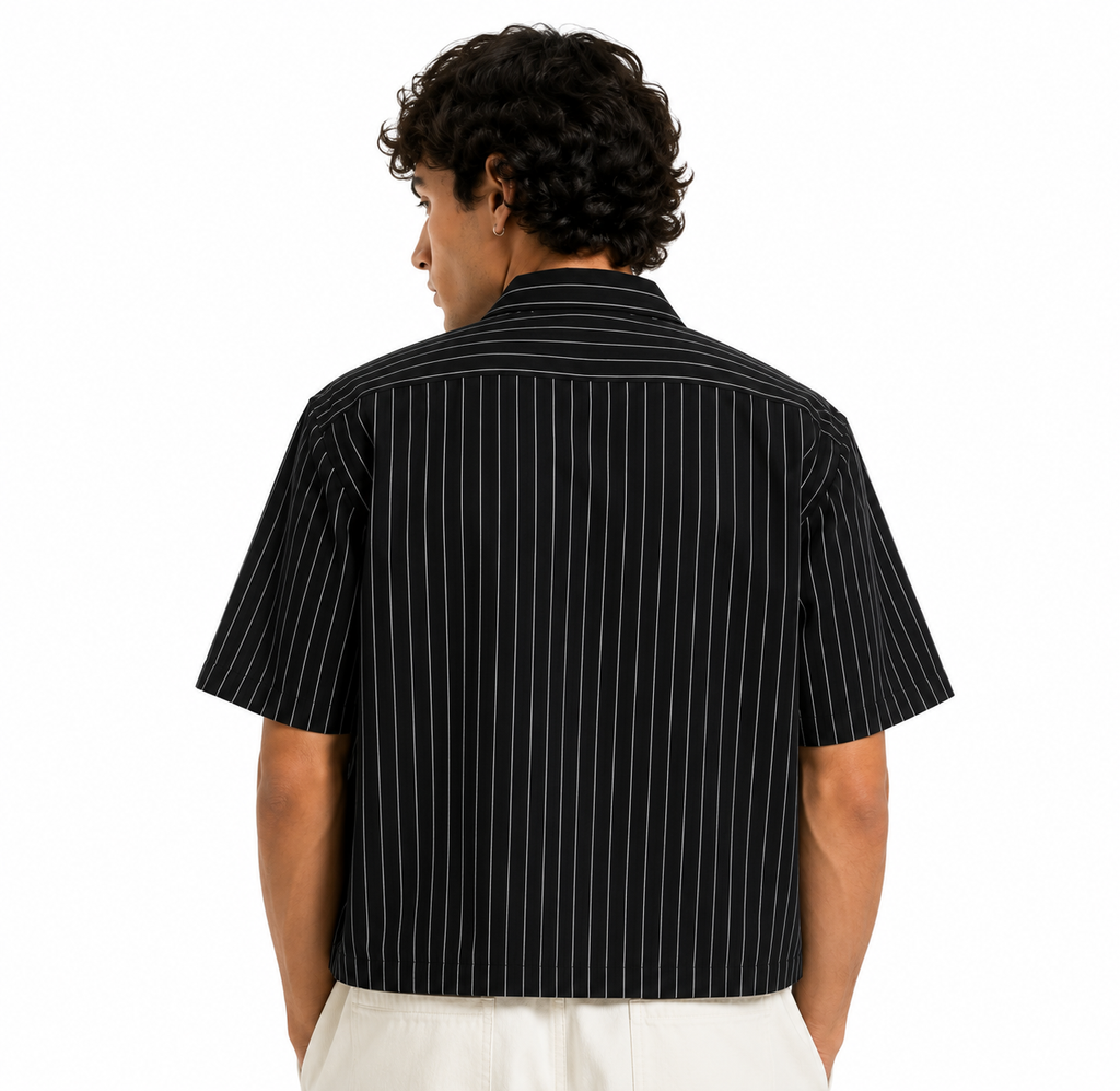 Men's Striped Boxy Button-Up Shirt