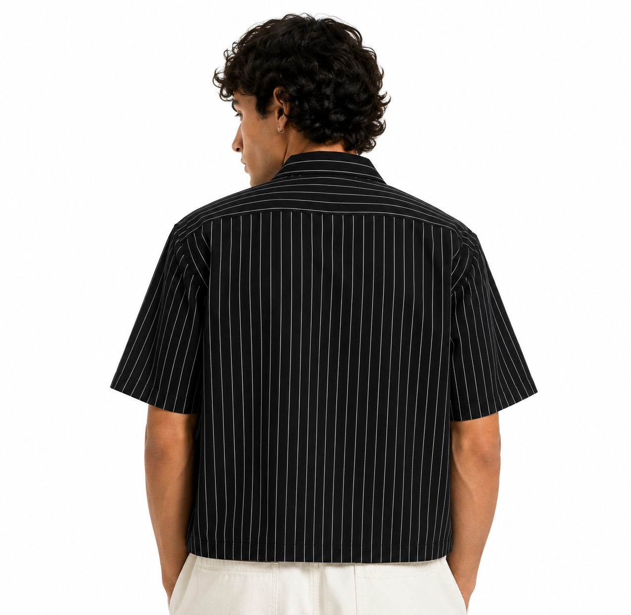 Men's Striped Boxy Button-Up Shirt