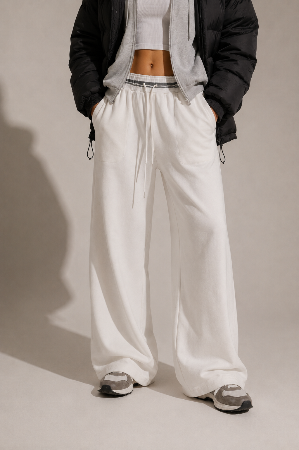 Women's Striped Waist Wide Leg Pants