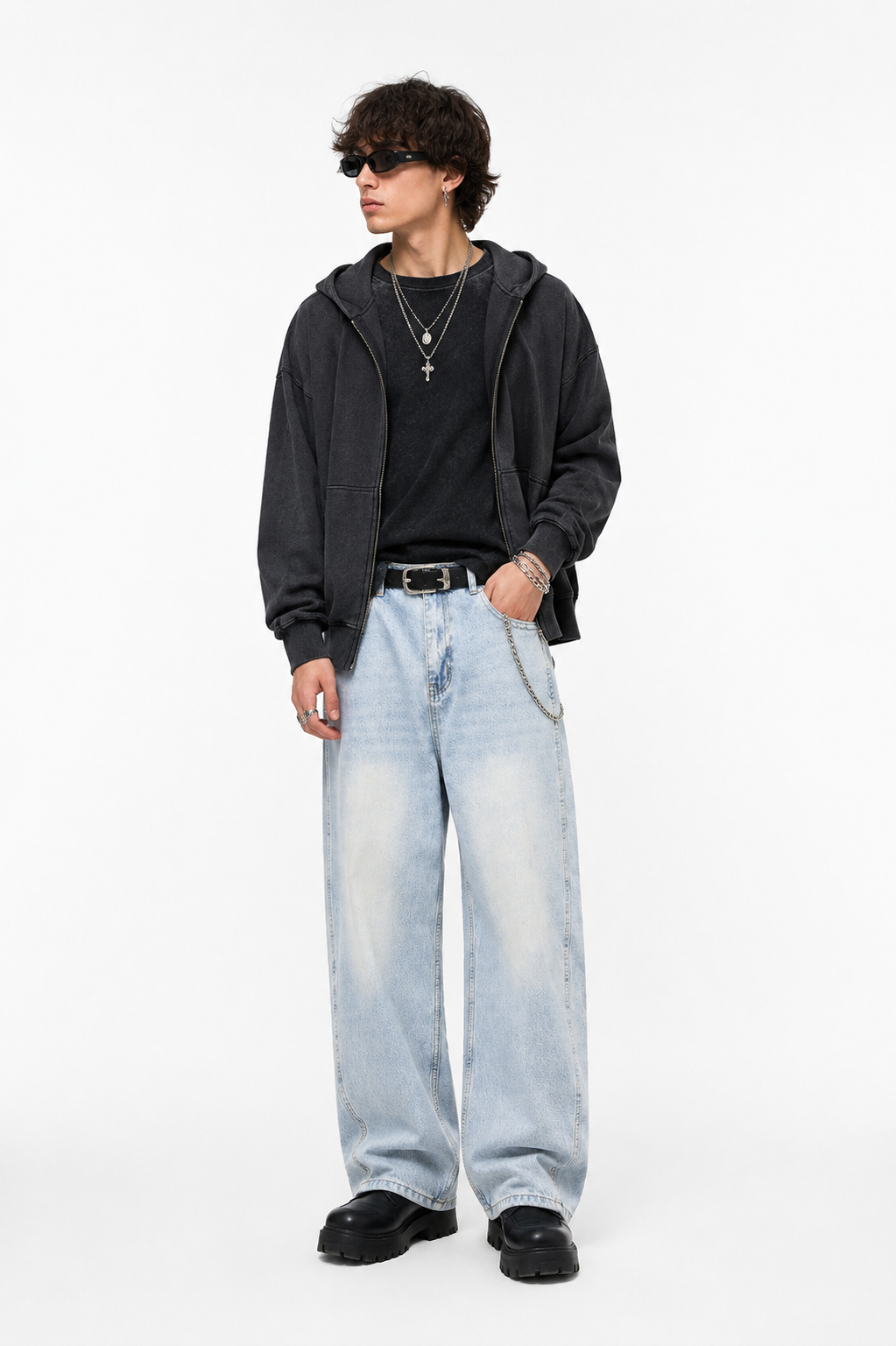 Men's Vintage Wash Sunfade Barrel Leg Jeans