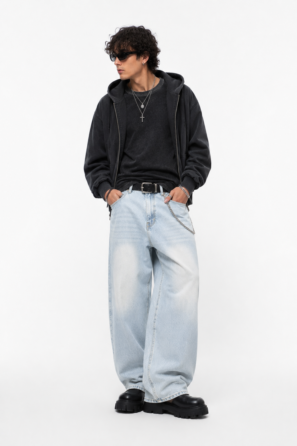 Men's Vintage Wash Sunfade Barrel Leg Jeans