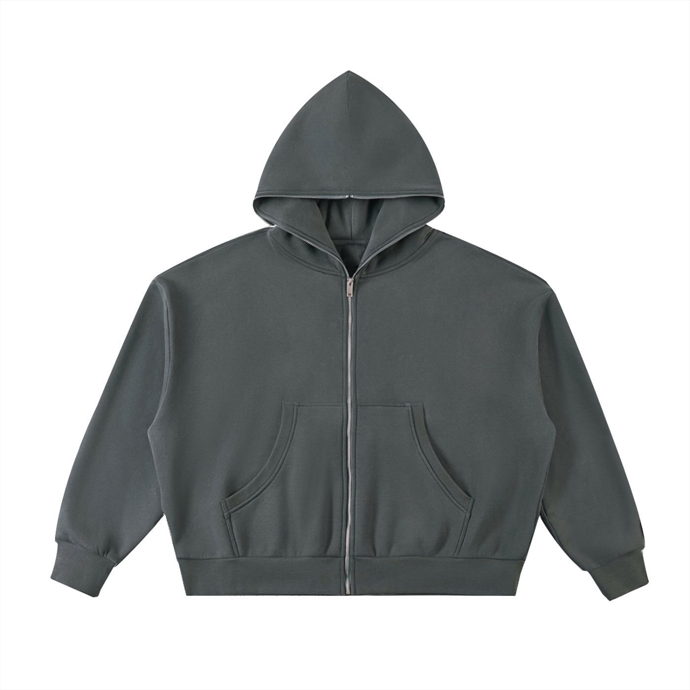 Men's Fleeced Full-Zip Boxy Hoodie