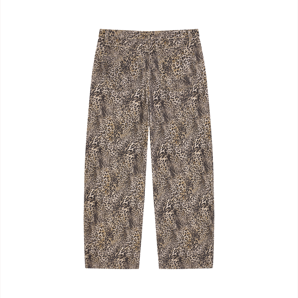 Men's Vintage Wash Leopard Wide Leg Jeans