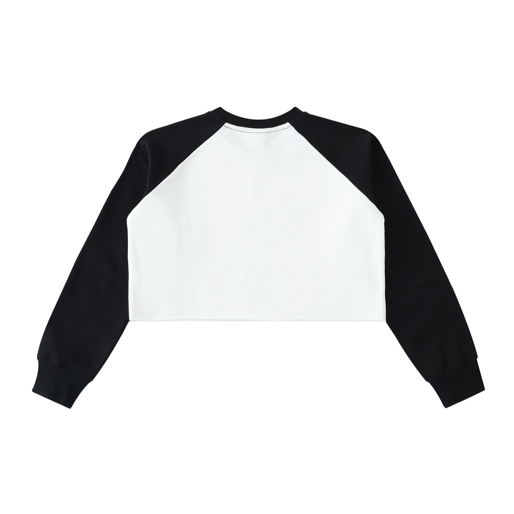Women's Raw-Hem Color-Block Raglan Crop Sweatshirt