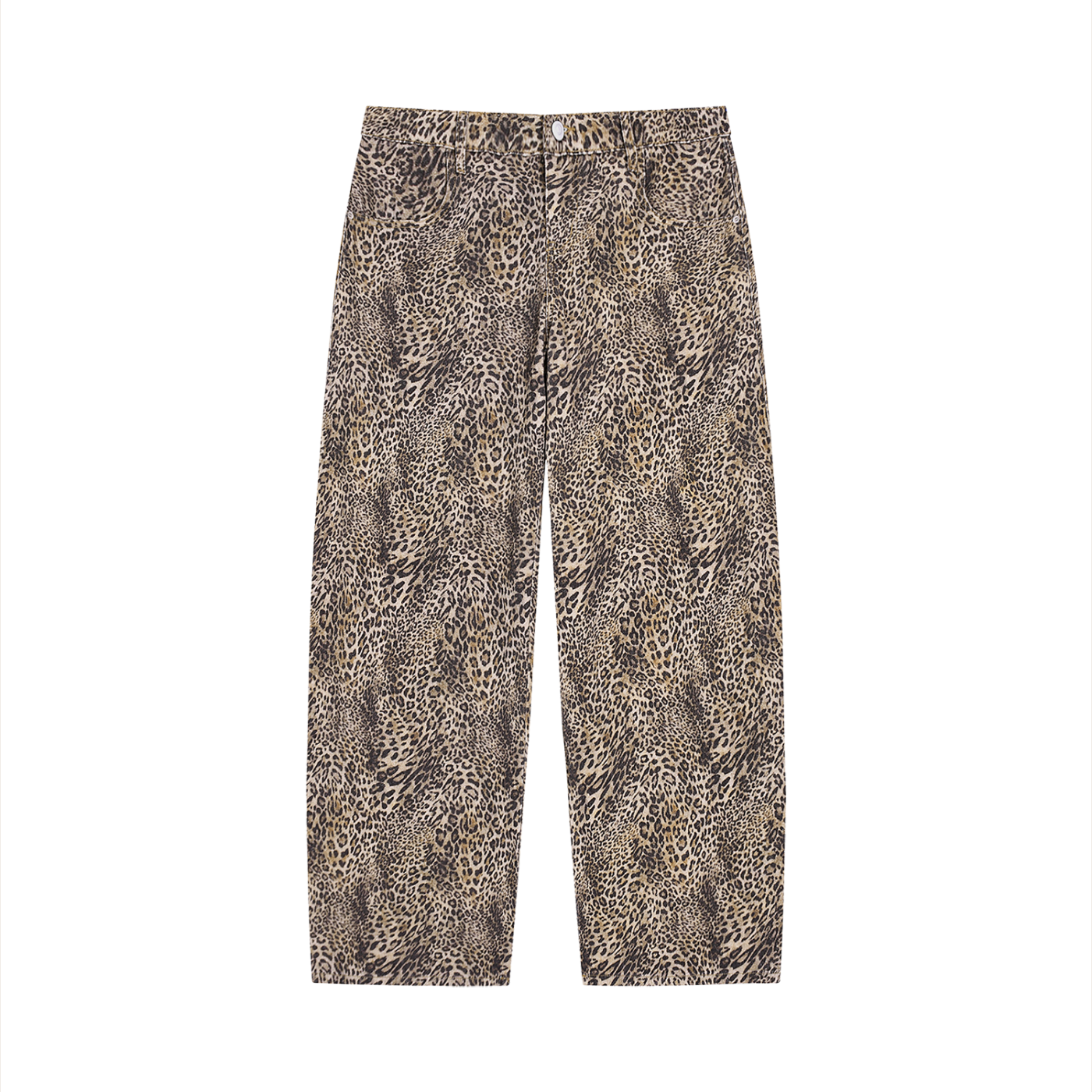 Men's Vintage Wash Leopard Wide Leg Jeans