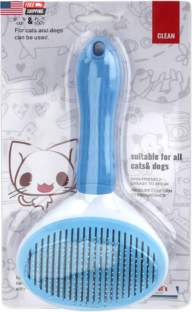 Self Cleaning Slicker Brush, Dog Cat Bunny Pet Grooming Shedding Brush - Easy To